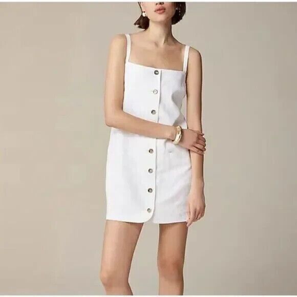 J. Crew Claudia 100% Linen White Mini Dress NWT - Picture 1 of 11